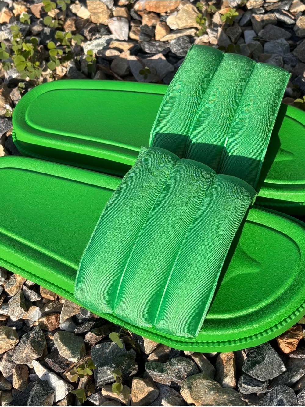 Neon Green Padded Slide Sandals